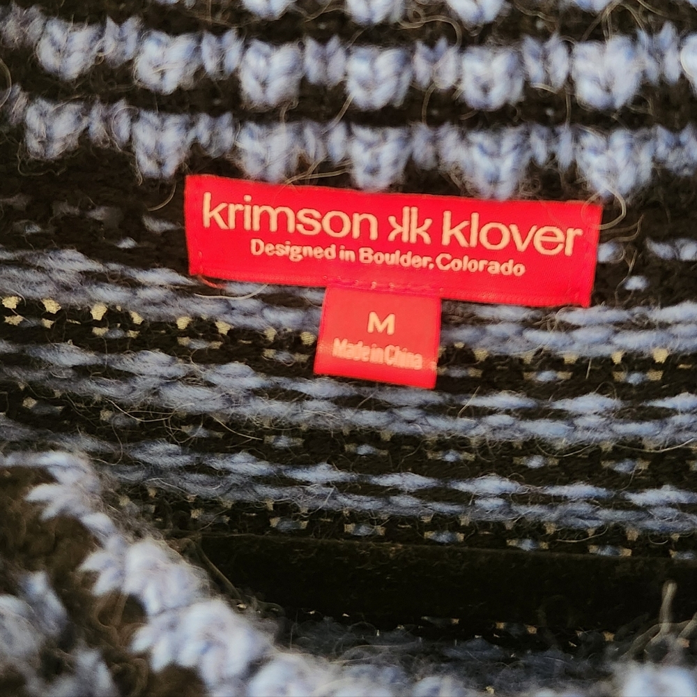 krimson klover midnight sun wool alpaca blend chunky knit blue sweater cardi M - Picture 3 of 9